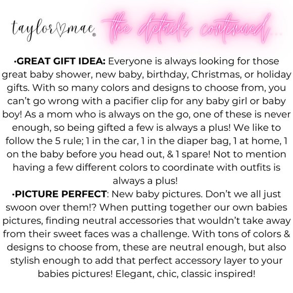 TAYLOR MAE® Non-Toxic BPA Free Pacifier Clips Tethers Holder Baby Teethers - Picture 10 of 17